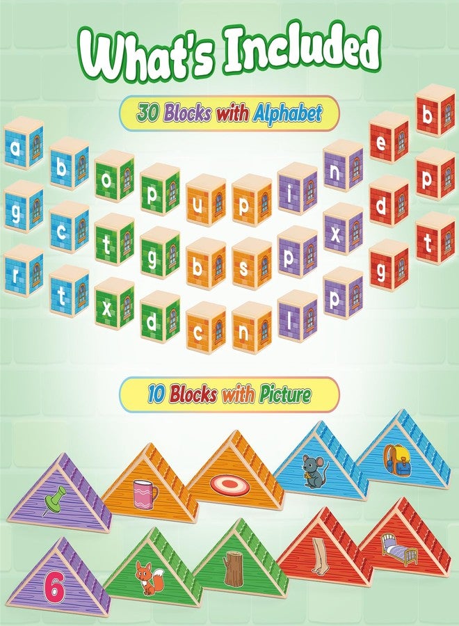 Kasfalci CVC Kasfalci Wooden Alphabet Letter Blocks - Toddler Phonics Games for Learning to Read & Spell, Speech Therapy Toys for Preschool Kindergarten Classroom - Image 5
